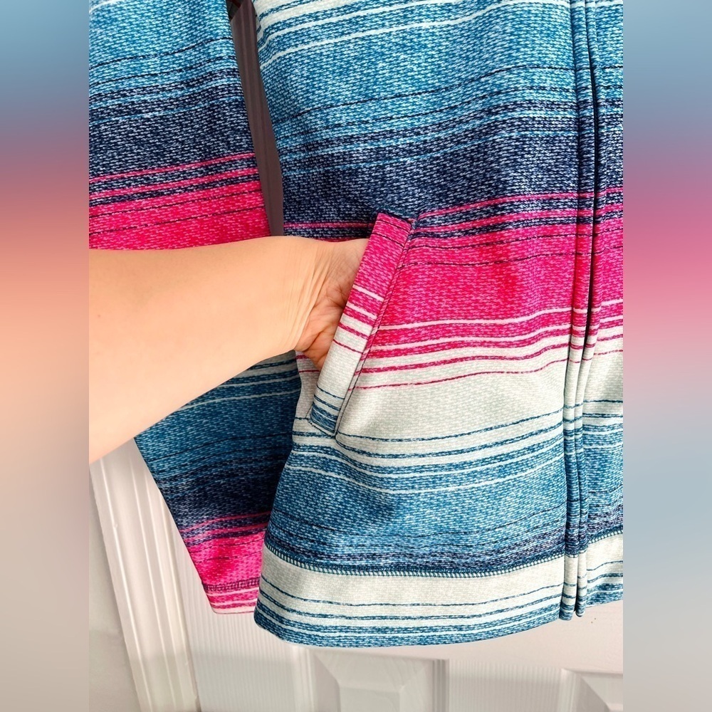 Burton snow boarding fleece lined blue pink striped hoodie in Size Small - Picture 4 of 5